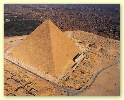 The Pyramids of Giza with the city at its feet